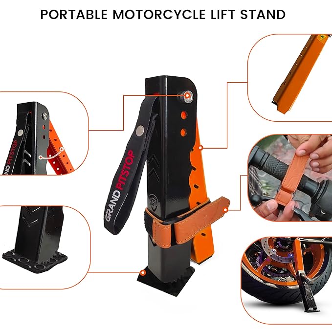 Grand Pitstop Moto Jack – Adjustable Bike Jack for Chain Maintenance & Puncture Check