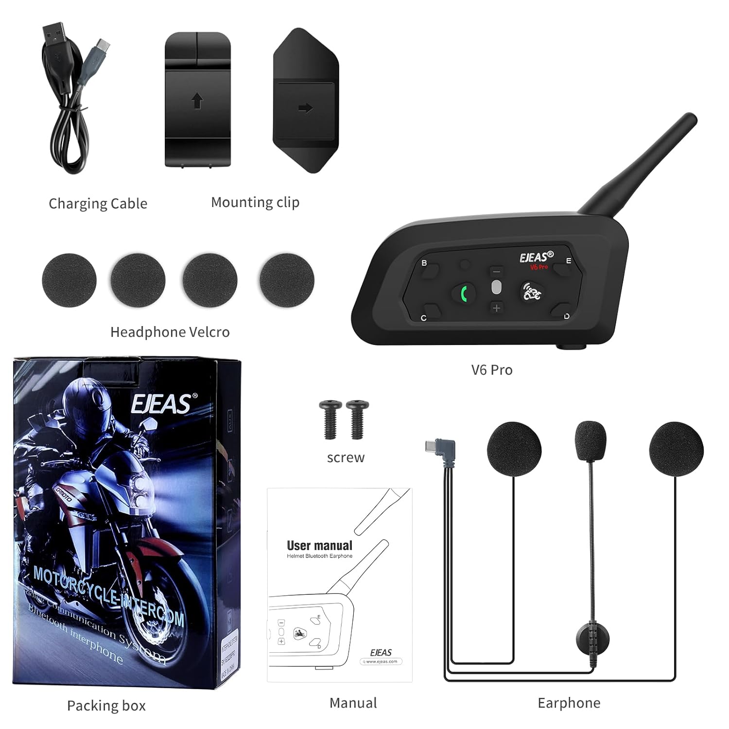 Ejeas Intercom V6 Pro+ Motorcycle Helmet Bluetooth Earphone – Ride with Clarity & Comfort