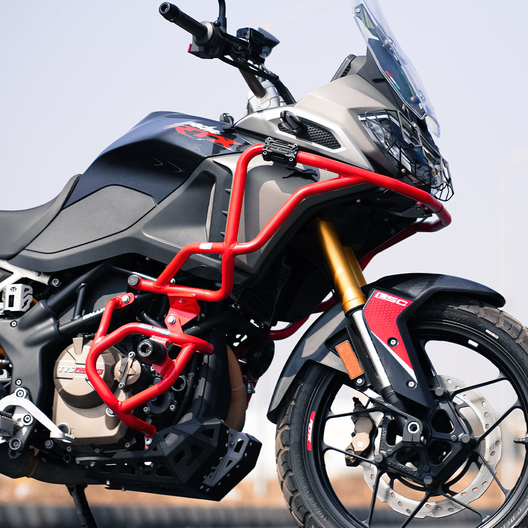 STALLION CRASH GUARD(RED) FOR TVS APACHE RTX 300 | Moto Torque