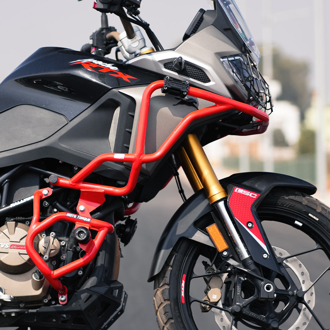 STALLION CRASH GUARD(RED) FOR TVS APACHE RTX 300 | Moto Torque