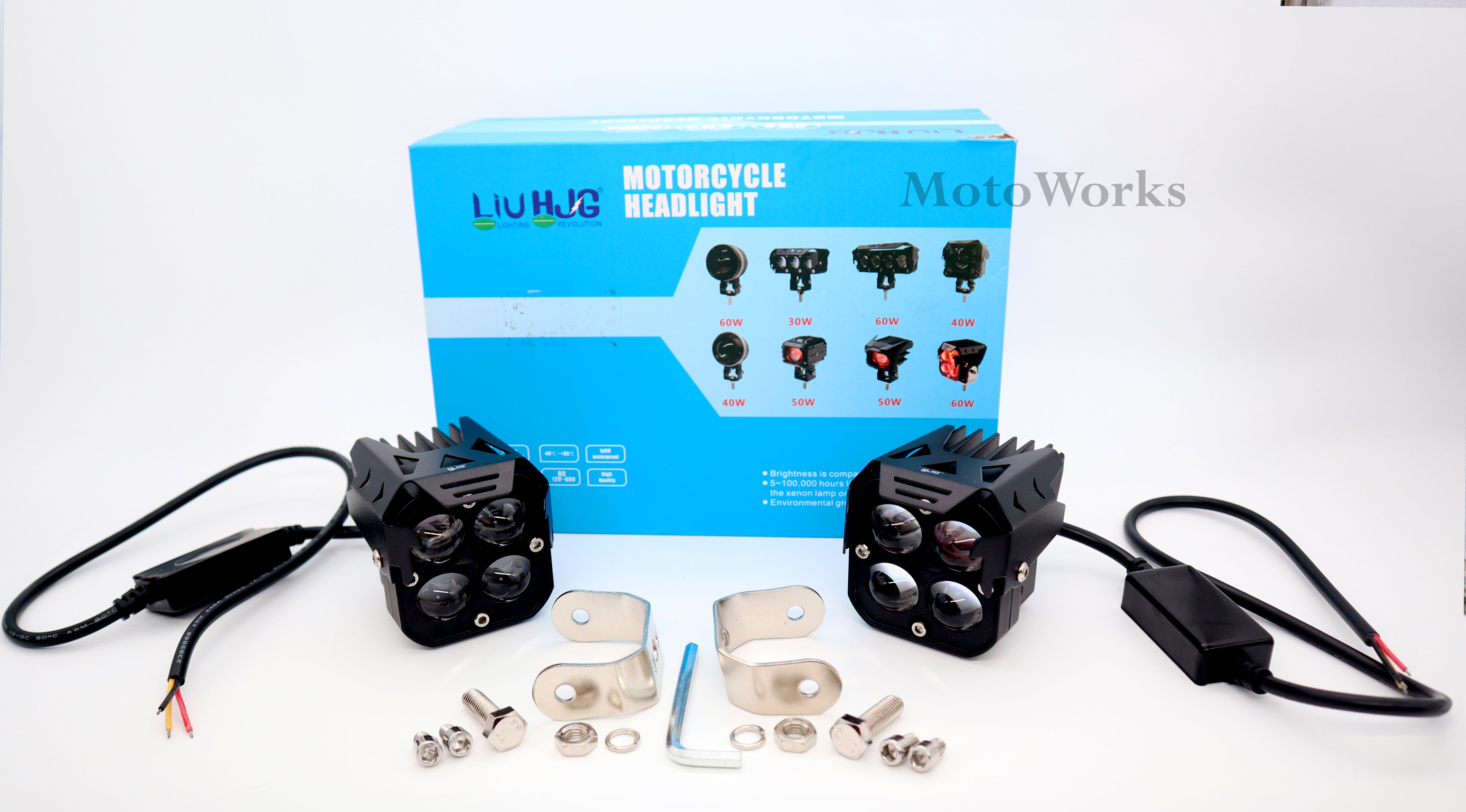 MotoWorks 4 LED Future Square Devil Eye Powerful 60W Fog Light (Original HJG) for Motorbike & Car