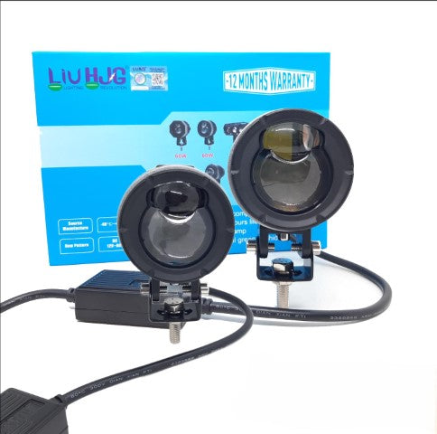 Red Devil Eye 60W 2 LED Lens Dual Fog Light High/Low White Yellow With Red Devil Eye Feature for Bikes/Cars/Jeep/Thar/SUV Spot light (Set of 2)