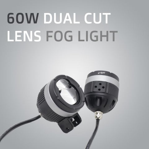 Red Devil Eye 60W 2 LED Lens Dual Fog Light High/Low White Yellow With Red Devil Eye Feature for Bikes/Cars/Jeep/Thar/SUV Spot light (Set of 2)