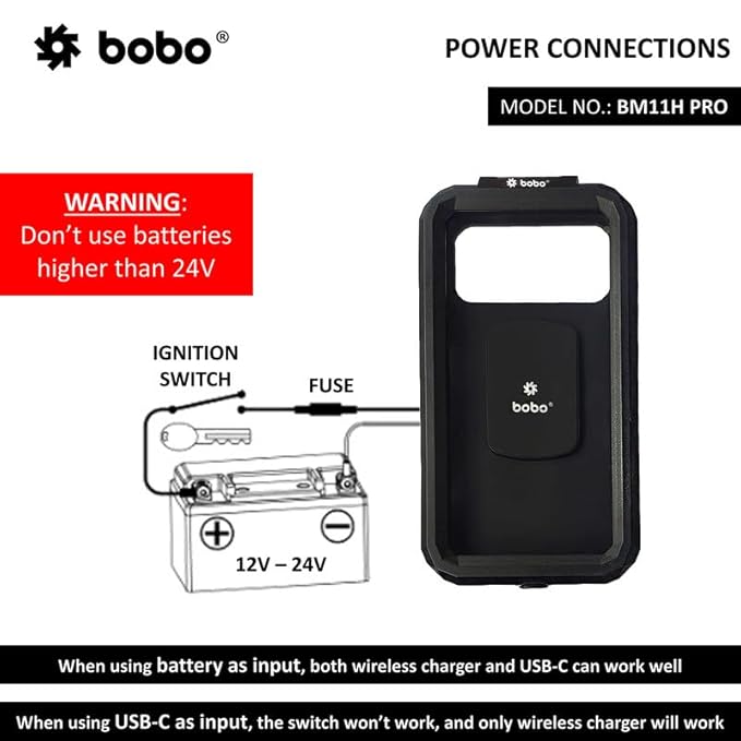 BOBO BM11H PRO Bike Phone Holder with Vibration Controller & 15W Wireless Charging – The Ultimate Secure & Waterproof Mobile Mount