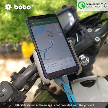BOBO BM1 Jaw-Grip Bike Phone Holder with Fast USB 3.0 Charger – Secure & Efficient Charging on the Go