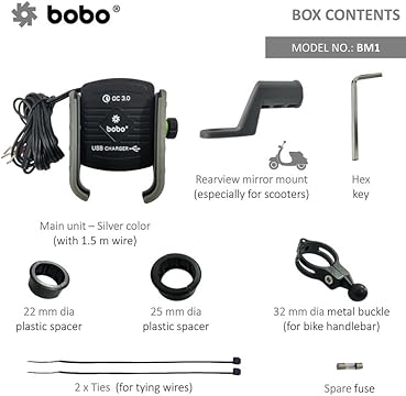 BOBO BM1 Jaw-Grip Bike Phone Holder with Fast USB 3.0 Charger – Secure & Efficient Charging on the Go