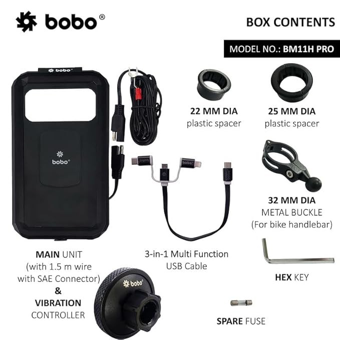BOBO BM11H PRO Bike Phone Holder with Vibration Controller & 15W Wireless Charging – The Ultimate Secure & Waterproof Mobile Mount