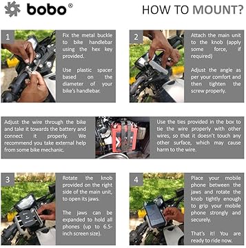BOBO BM1 Jaw-Grip Bike Phone Holder with Fast USB 3.0 Charger – Secure & Efficient Charging on the Go