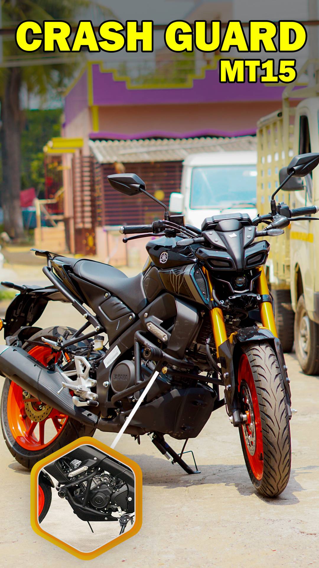 Hi-Tech Crash Guard for Yamaha MT-15 – Maximum Protection with Aggressive Styling