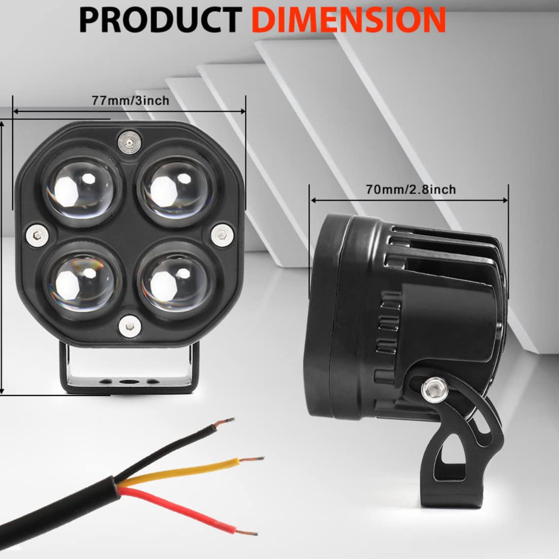 MotoWorks 4 Cree LED Lens Square Powerful Fog Light (Original HJG) for Motorbike & Car