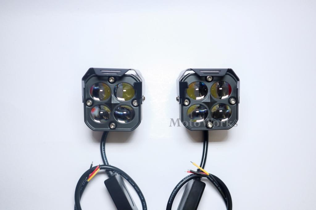 MotoWorks 4 LED Future Square Devil Eye Powerful 60W Fog Light (Original HJG) for Motorbike & Car