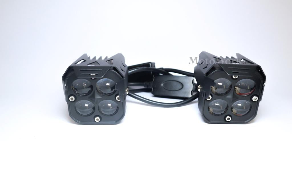 MotoWorks 4 LED Future Square Devil Eye Powerful 60W Fog Light (Original HJG) for Motorbike & Car