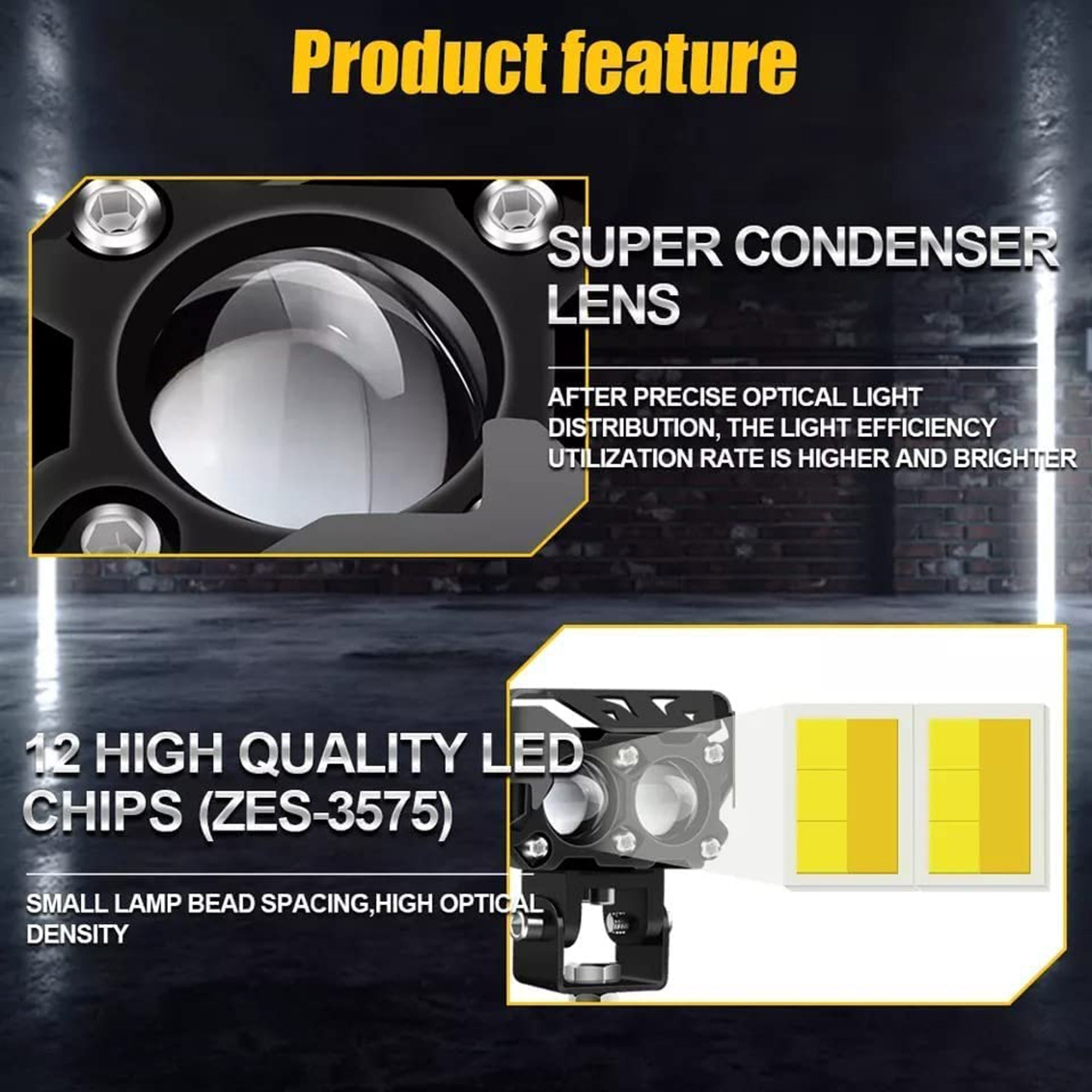 MotoWorks 2 Cree LED Future Lens Powerful Fog Light (Original HJG) for Motorbike & Car