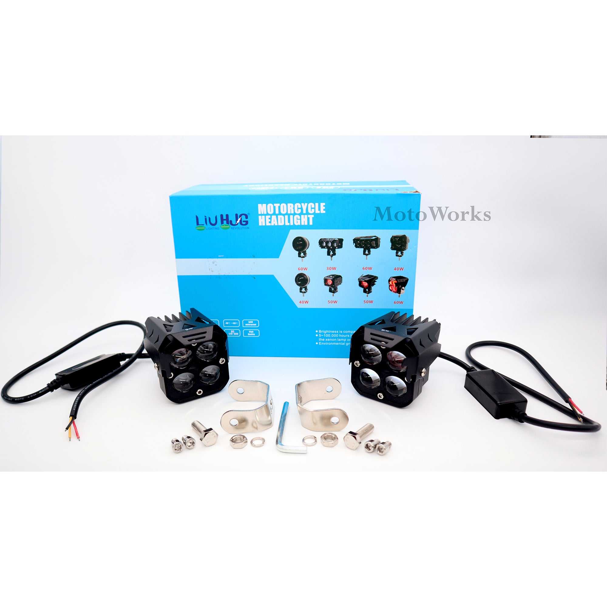 MotoWorks 4 LED Future Square Devil Eye Powerful 60W Fog Light (Original HJG) for Motorbike & Car