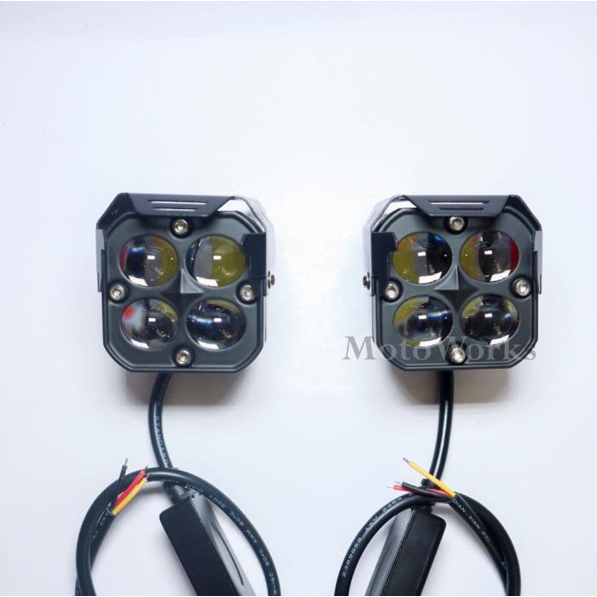 MotoWorks 4 LED Future Square Devil Eye Powerful 60W Fog Light (Original HJG) for Motorbike & Car