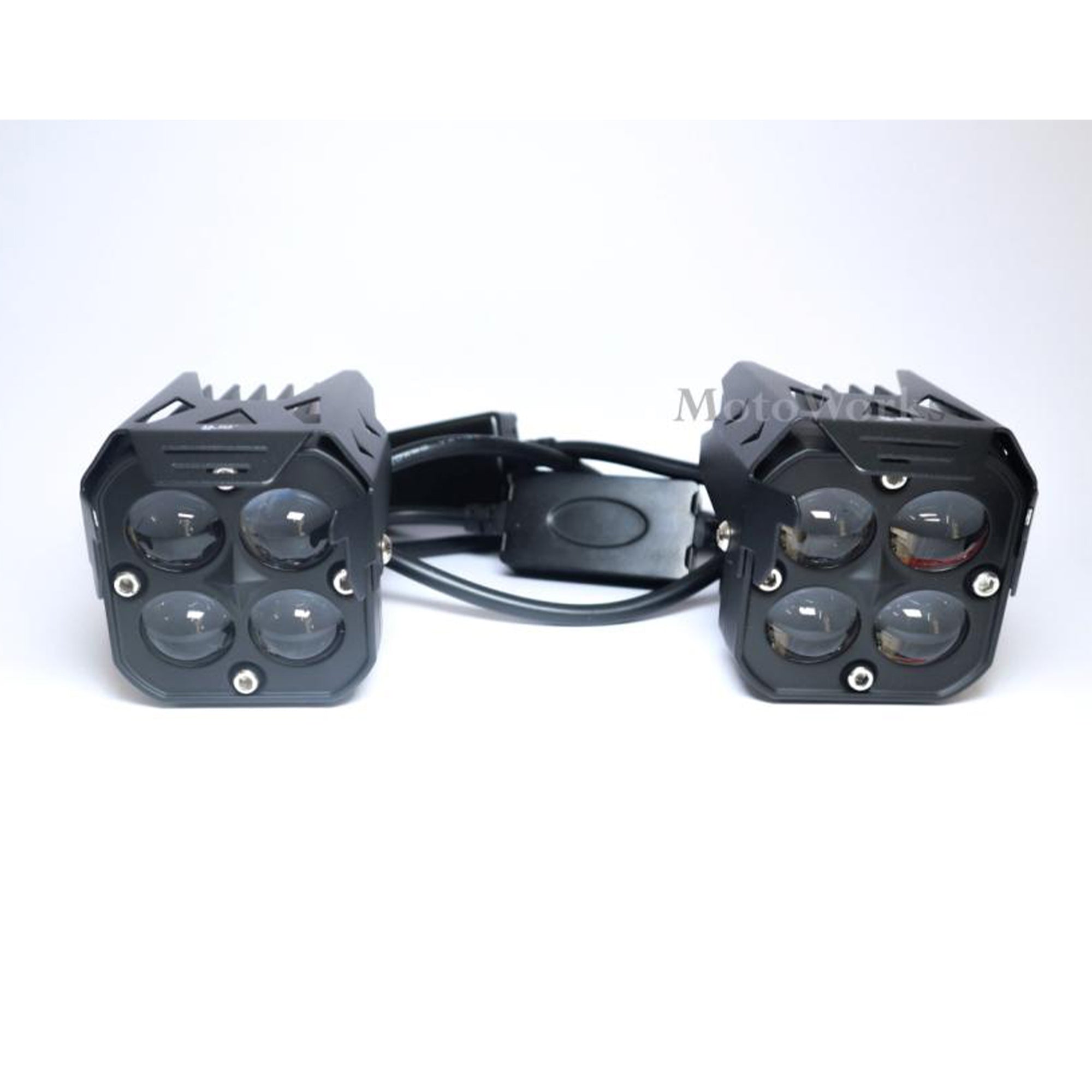 MotoWorks 4 LED Future Square Devil Eye Powerful 60W Fog Light (Original HJG) for Motorbike & Car